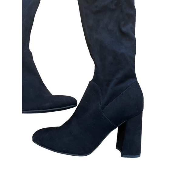 Unisa Quesia Over-the-Knee Black Faux Suede Boots Size 9 | M10 | Trendy Block He - Picture 4 of 4